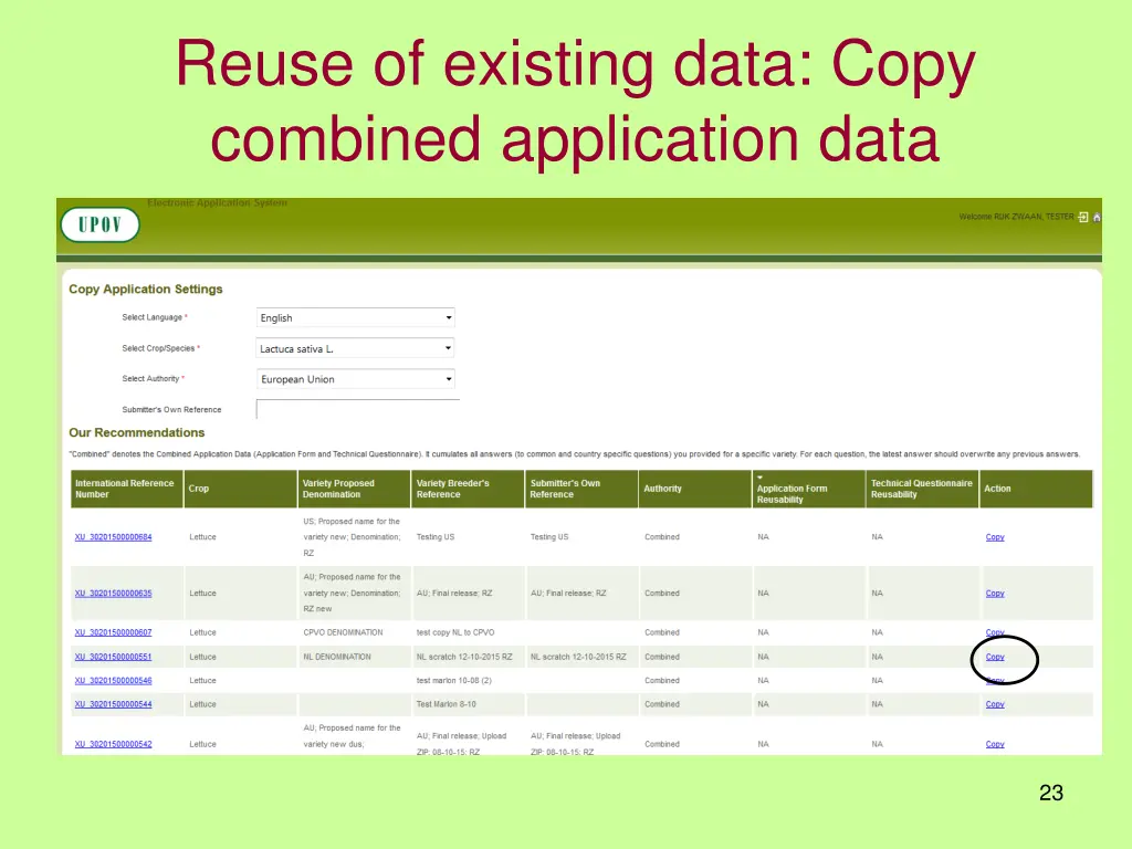 reuse of existing data copy combined application