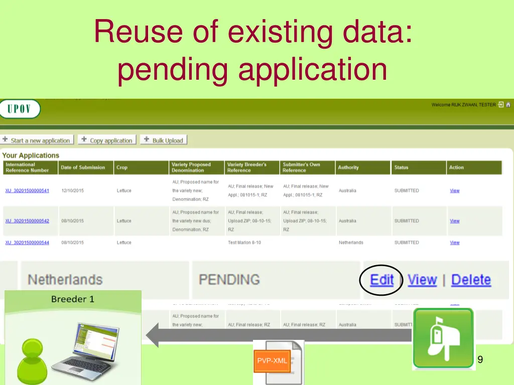 reuse of existing data pending application