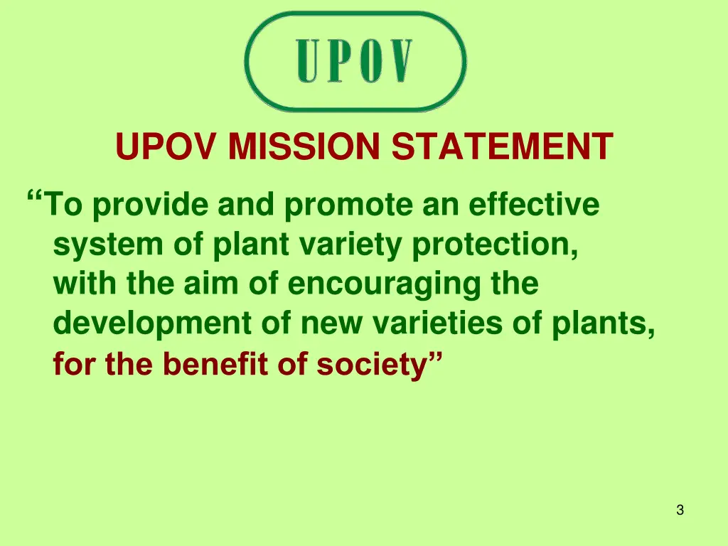 upov mission statement to provide and promote