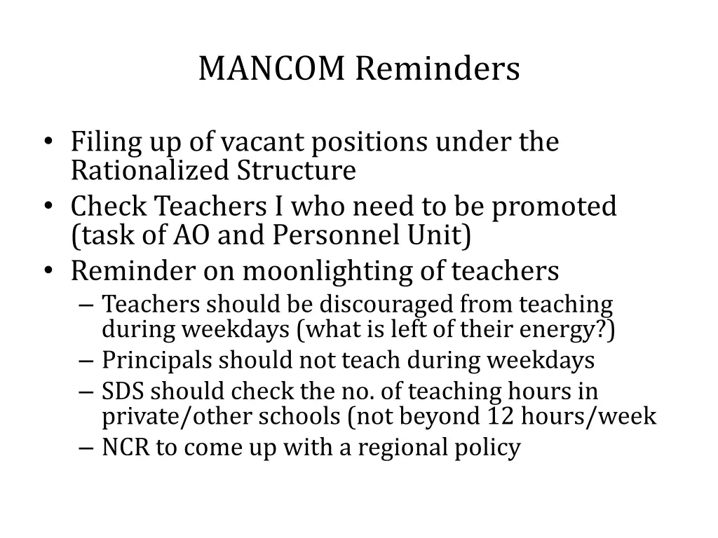 mancom reminders