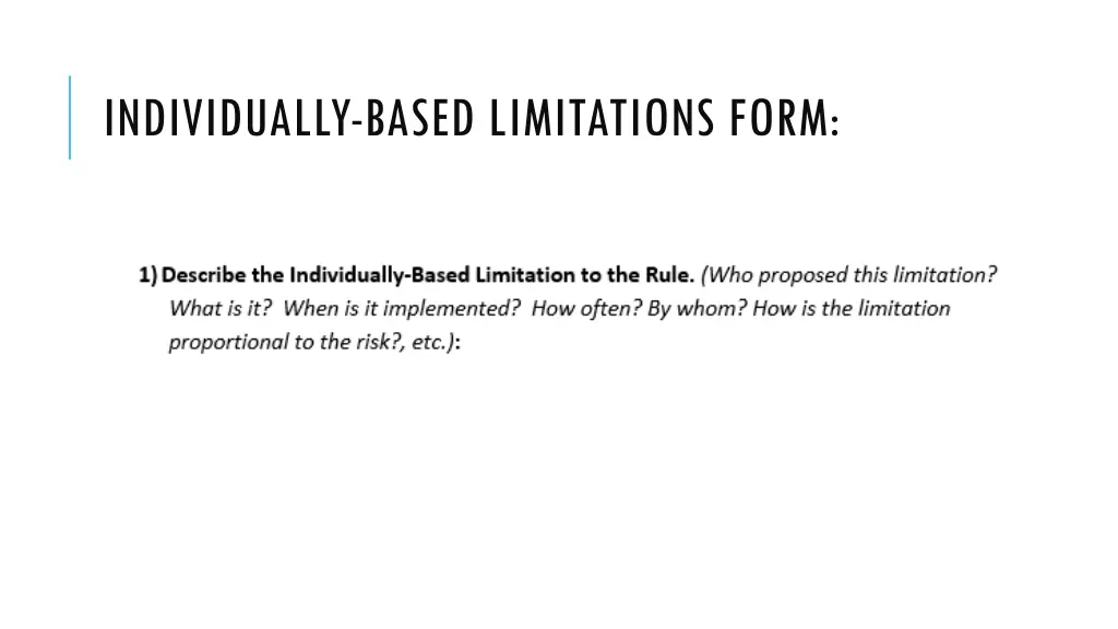 individually based limitations form 5