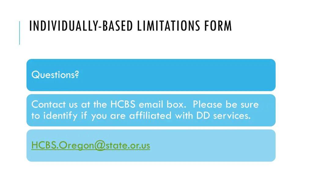 individually based limitations form 7