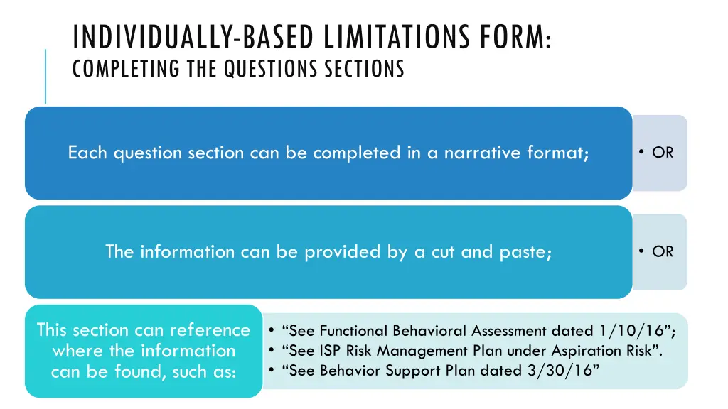 individually based limitations form completing