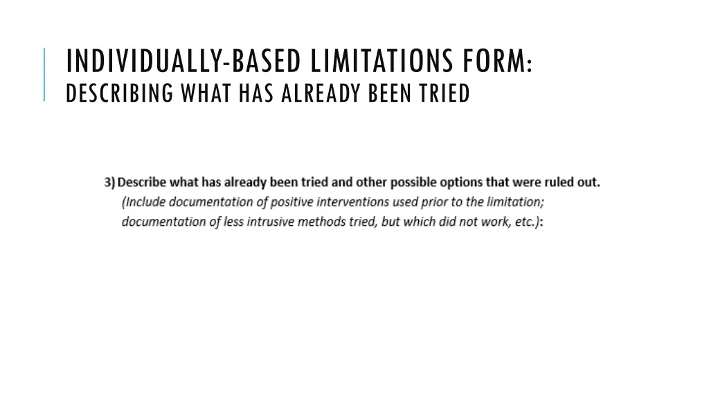 individually based limitations form describing 4