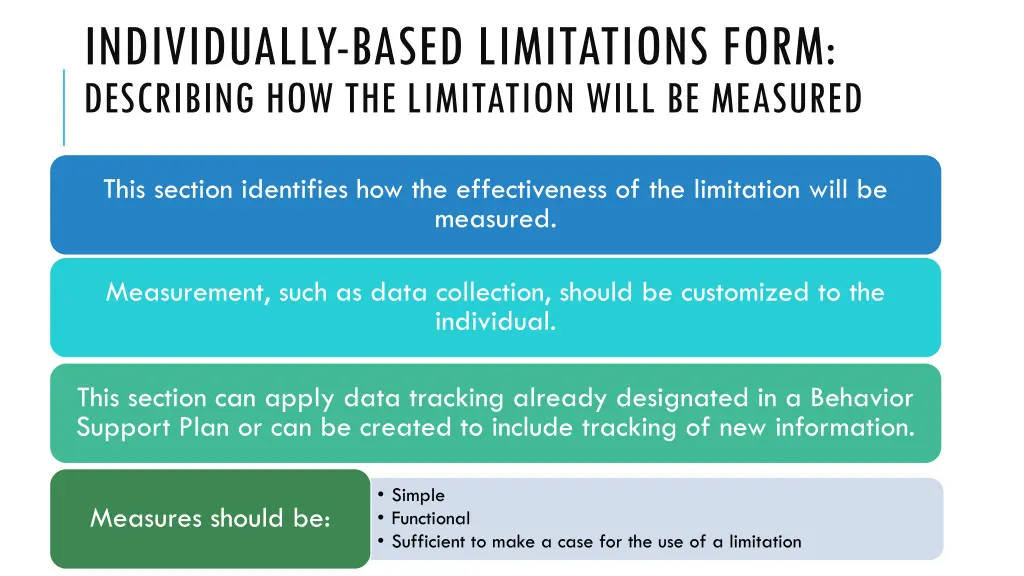 individually based limitations form describing 8