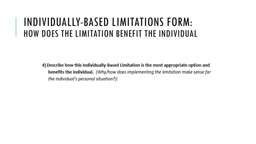 individually based limitations form how does