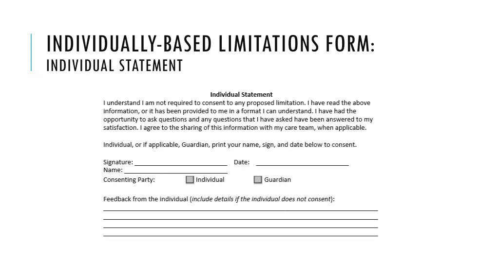 individually based limitations form individual