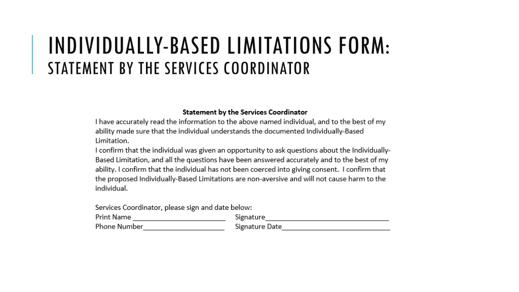 individually based limitations form statement