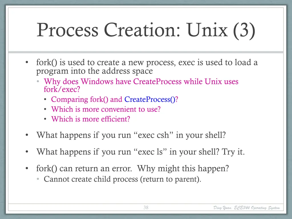 process creation unix 3