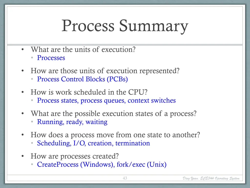 process summary