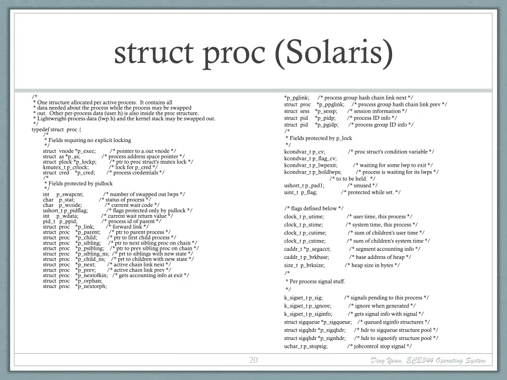 struct proc solaris