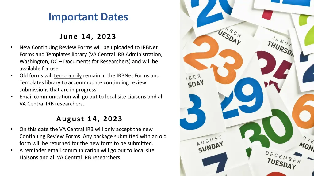 important dates