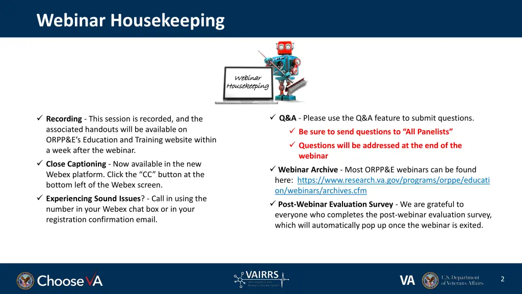 webinar housekeeping