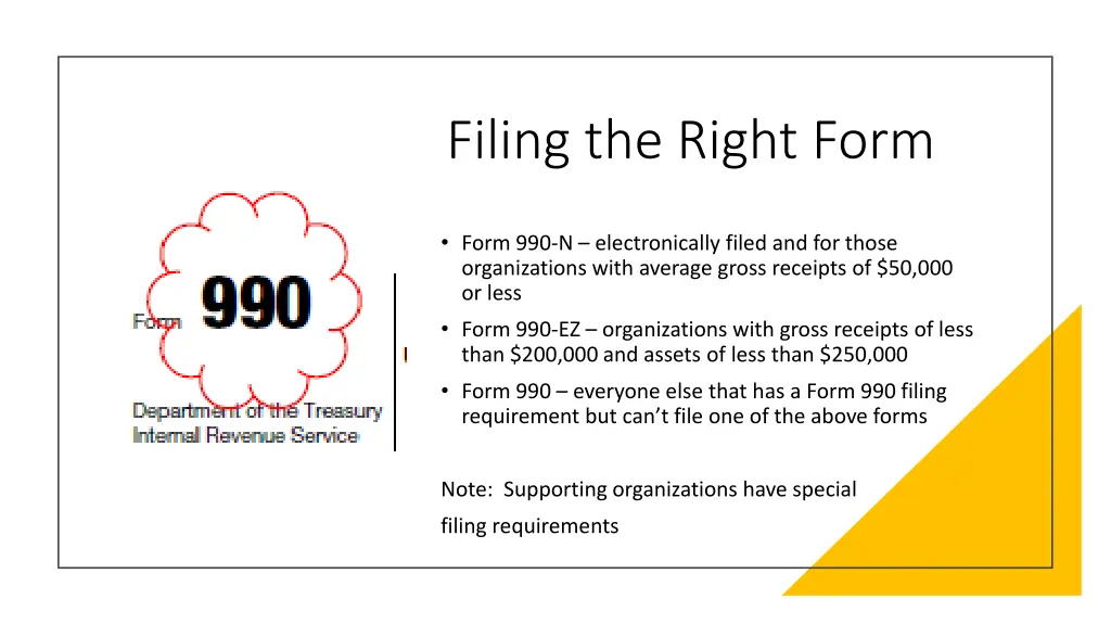 filing the right form