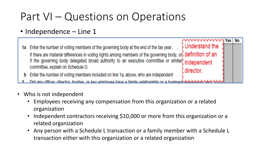 part vi questions on operations independence line