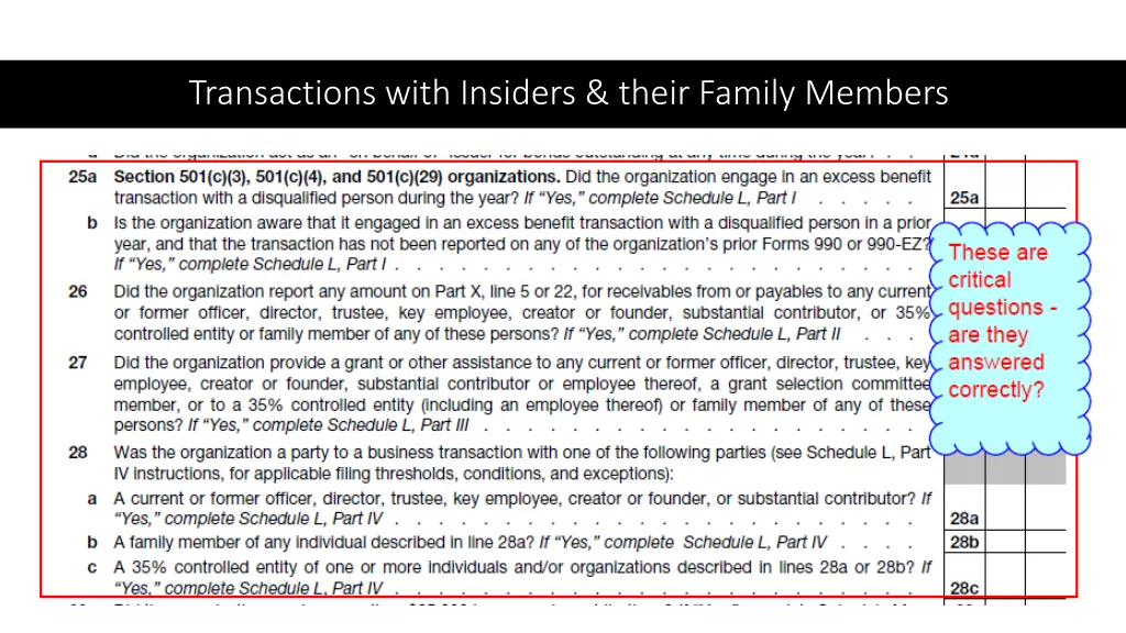 transactions with insiders their family members