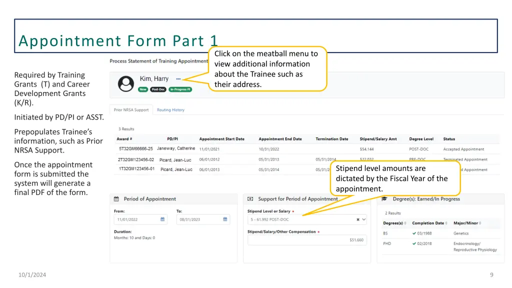 appointment form part 1