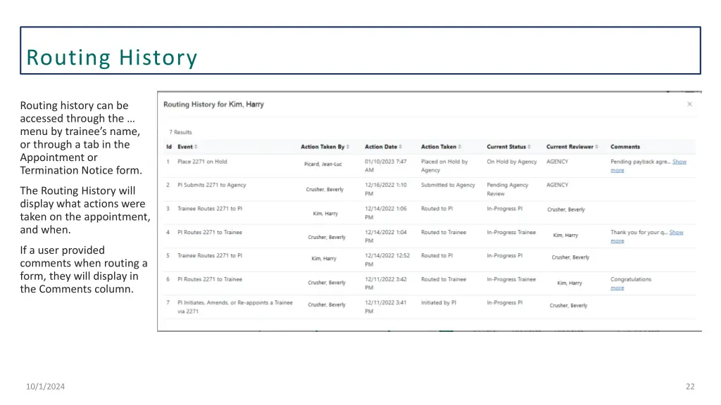 routing history