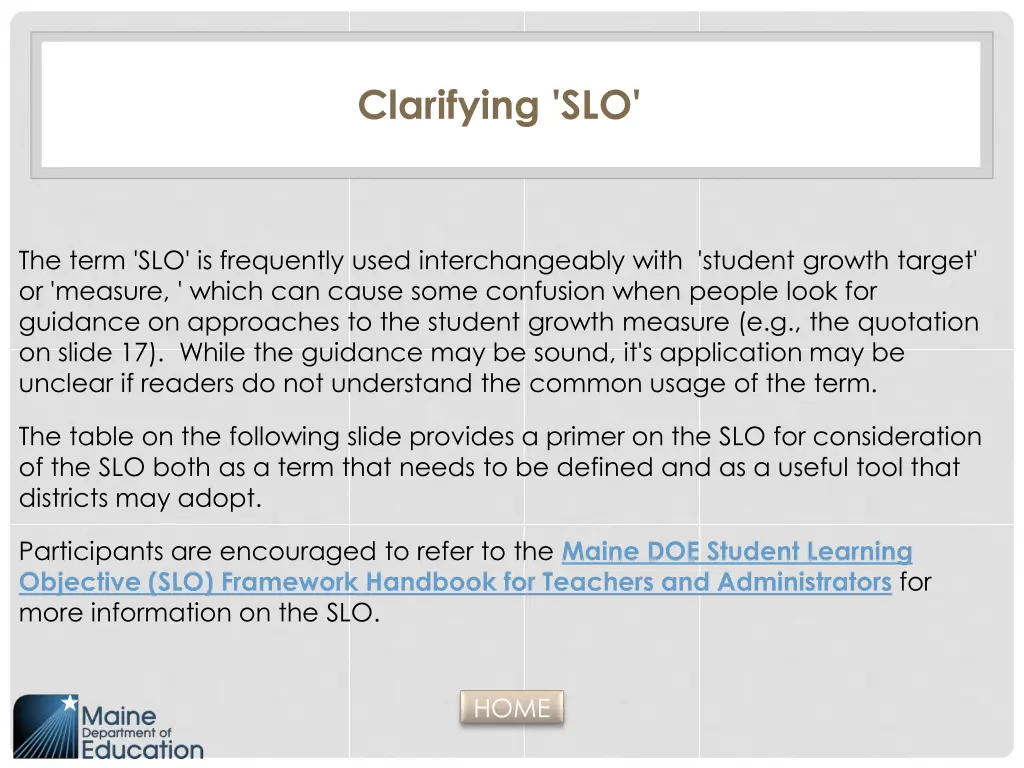 clarifying slo