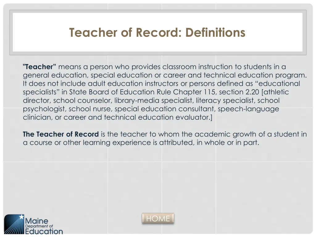 teacher of record definitions