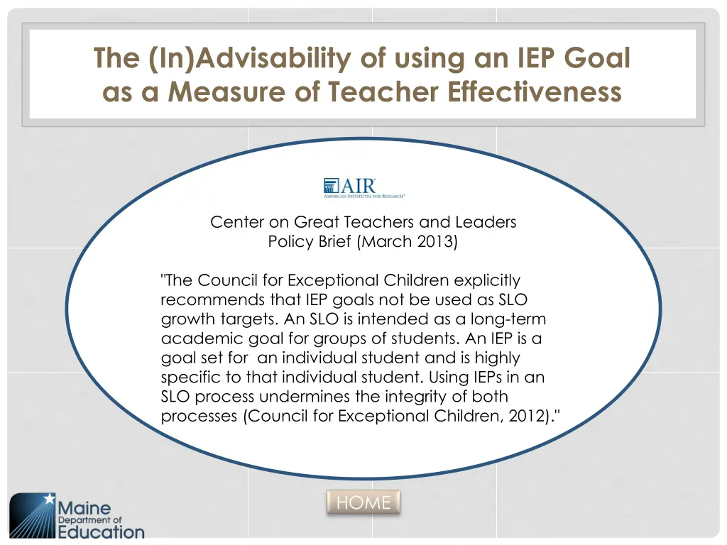 the in advisability of using an iep goal