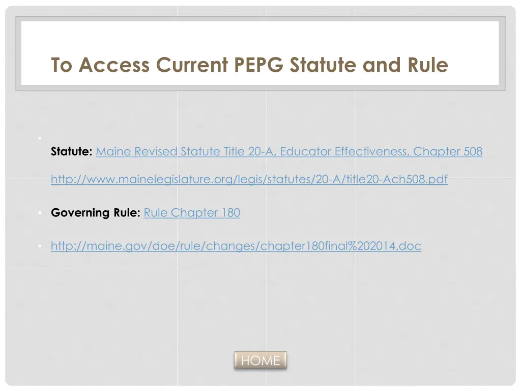 to access current pepg statute and rule