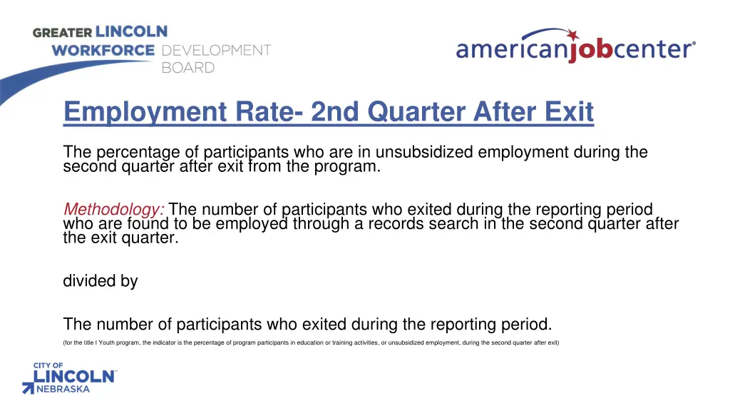 employment rate 2nd quarter after exit