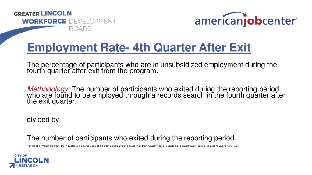 employment rate 4th quarter after exit