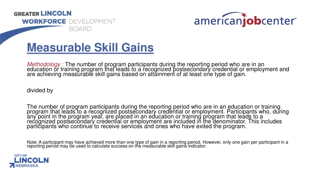 measurable skill gains methodology the number