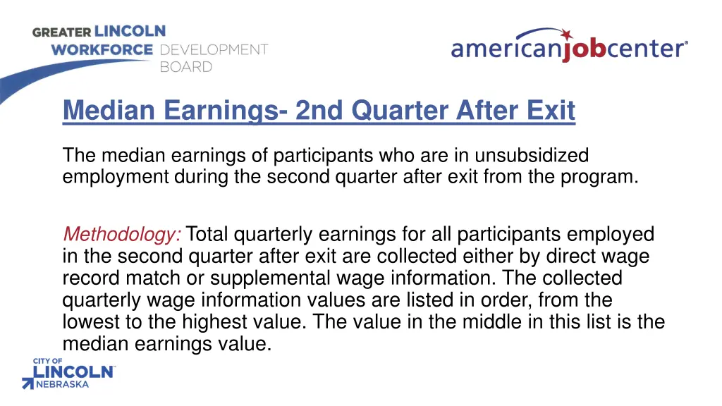 median earnings 2nd quarter after exit