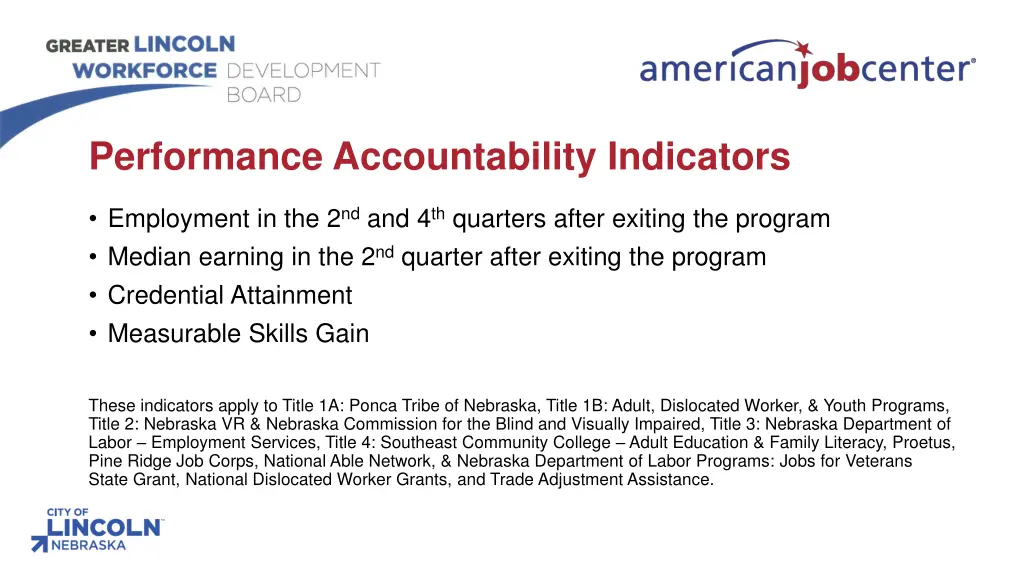 performance accountability indicators