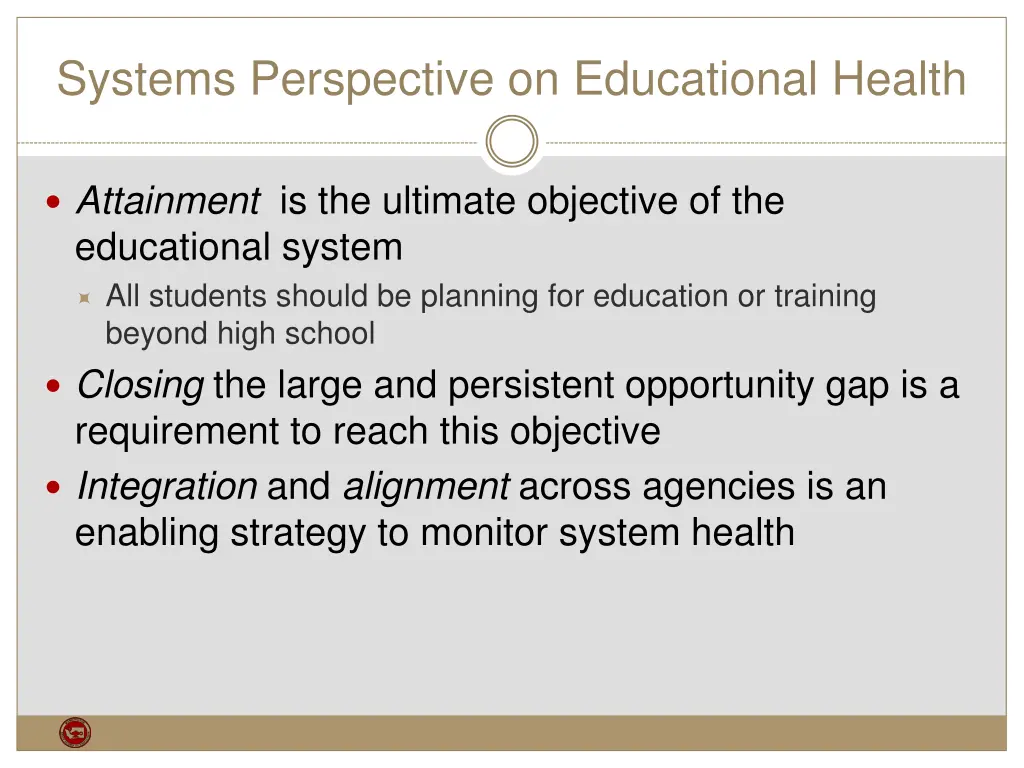 systems perspective on educational health