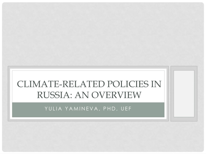 climate related policies in russia an overview