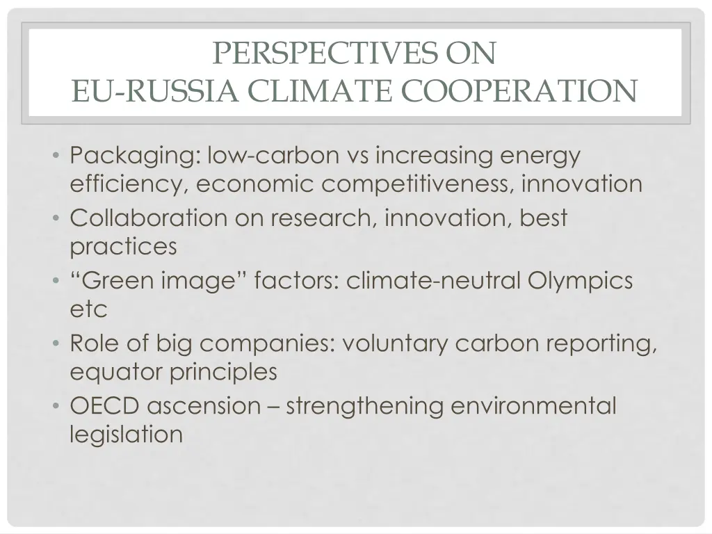 perspectives on eu russia climate cooperation