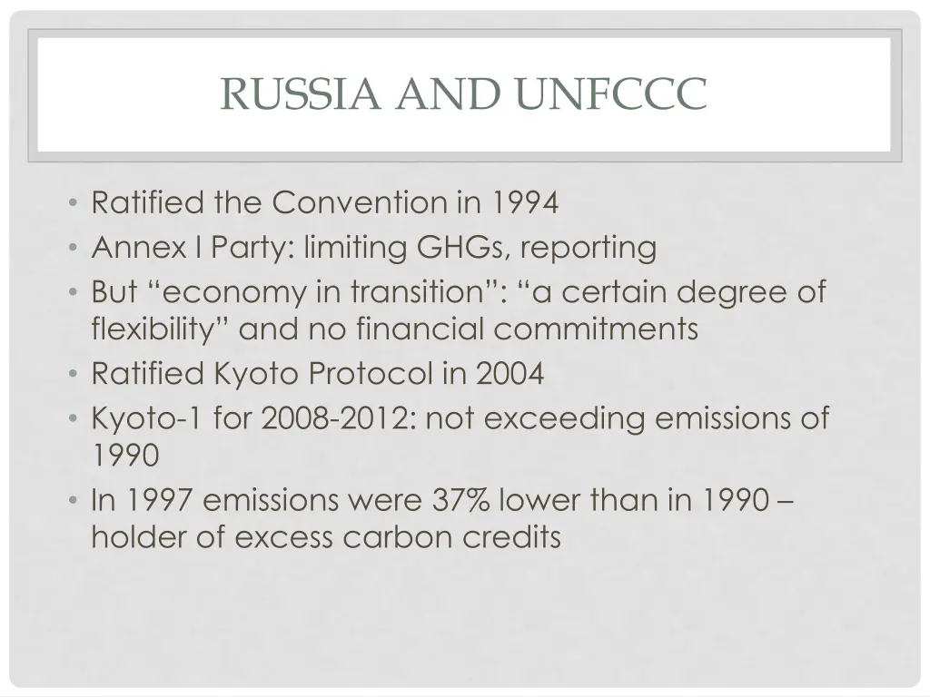 russia and unfccc