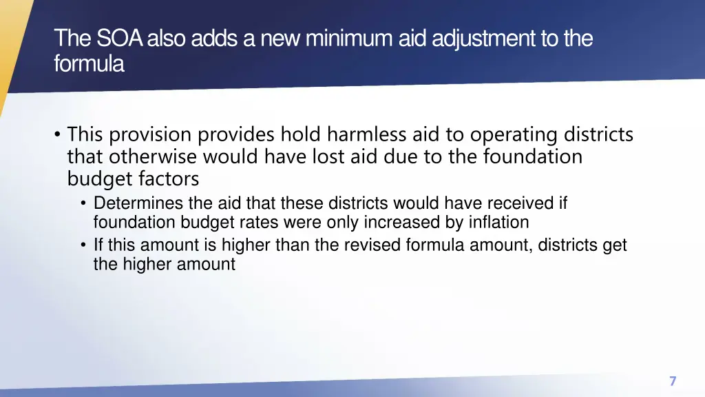 the soa also adds a new minimum aid adjustment