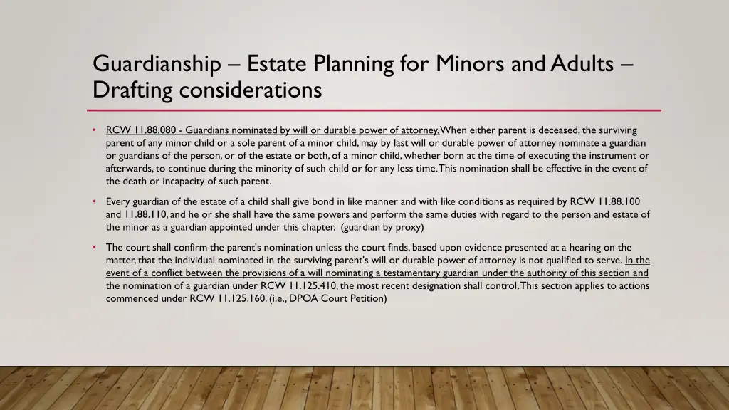 guardianship estate planning for minors