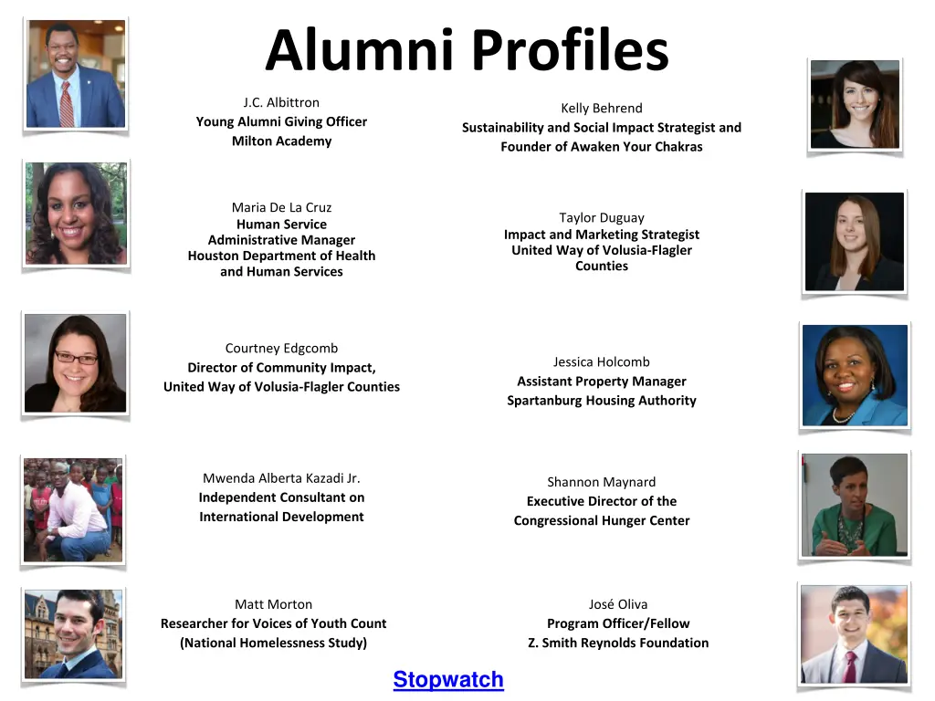 alumni profiles 1