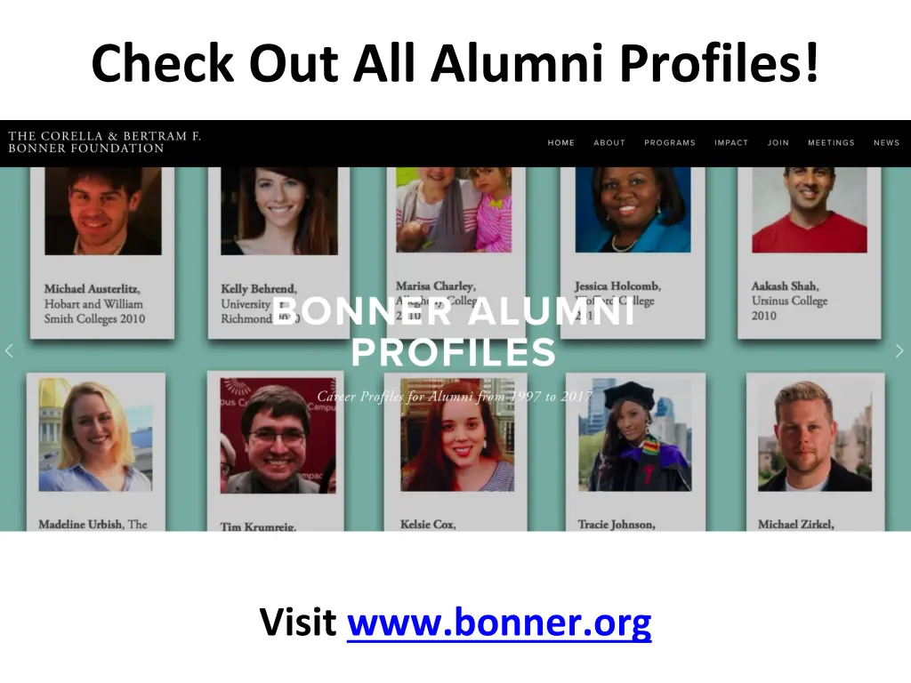 check out all alumni profiles