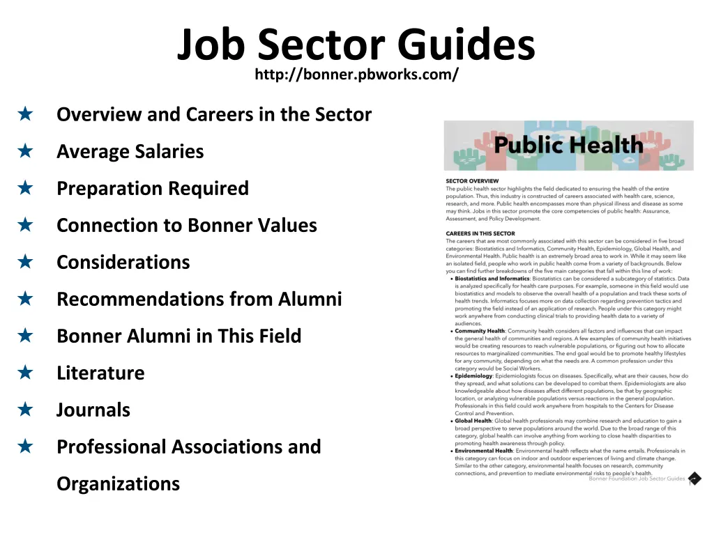 job sector guides http bonner pbworks com