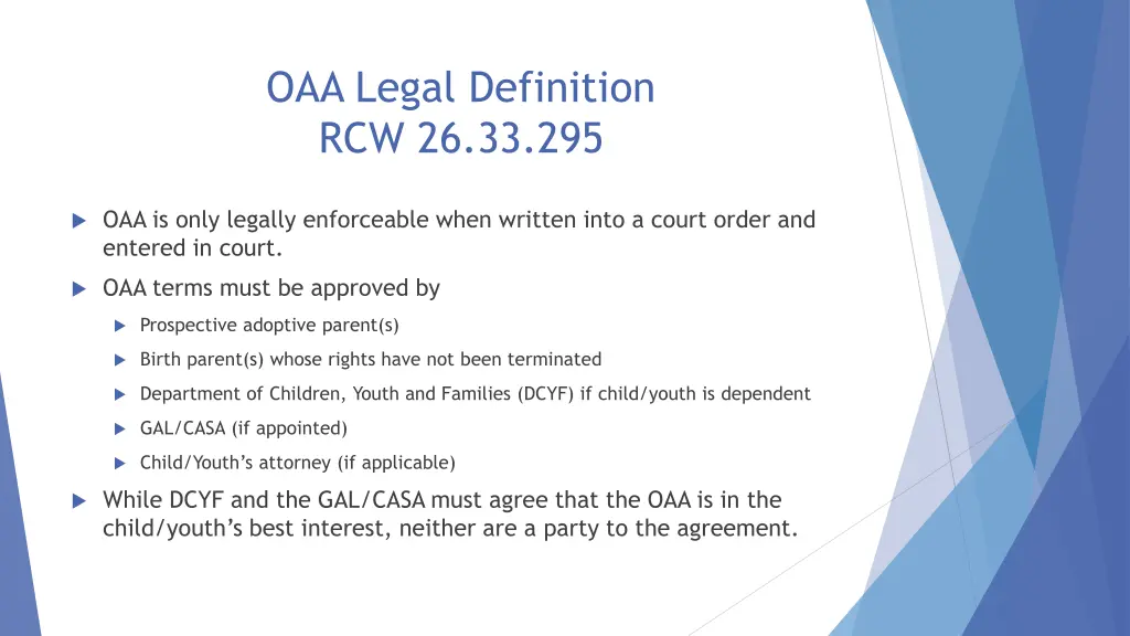 oaa legal definition rcw 26 33 295