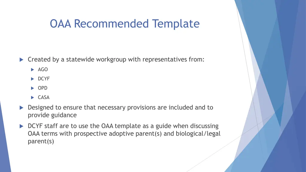 oaa recommended template