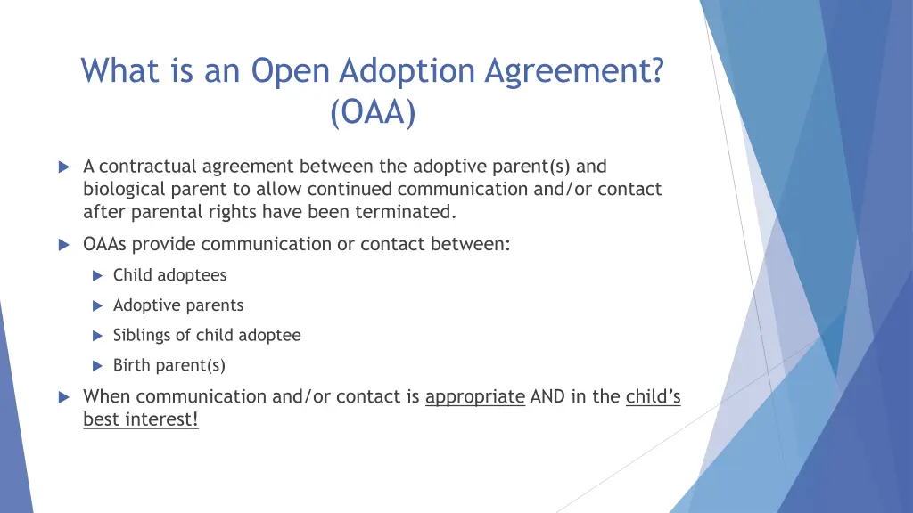 what is an open adoption agreement oaa