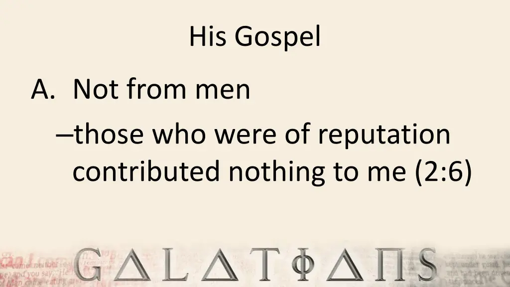 his gospel 1