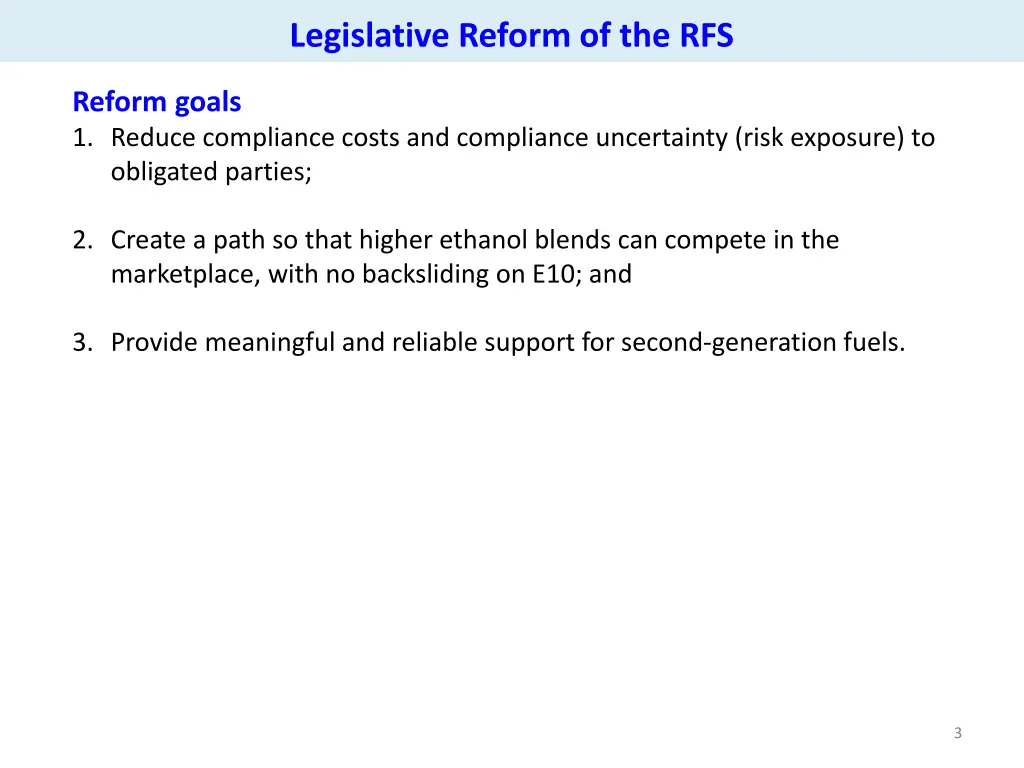 legislative reform of the rfs