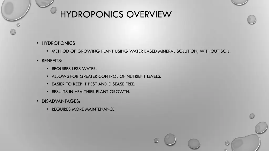 hydroponics overview