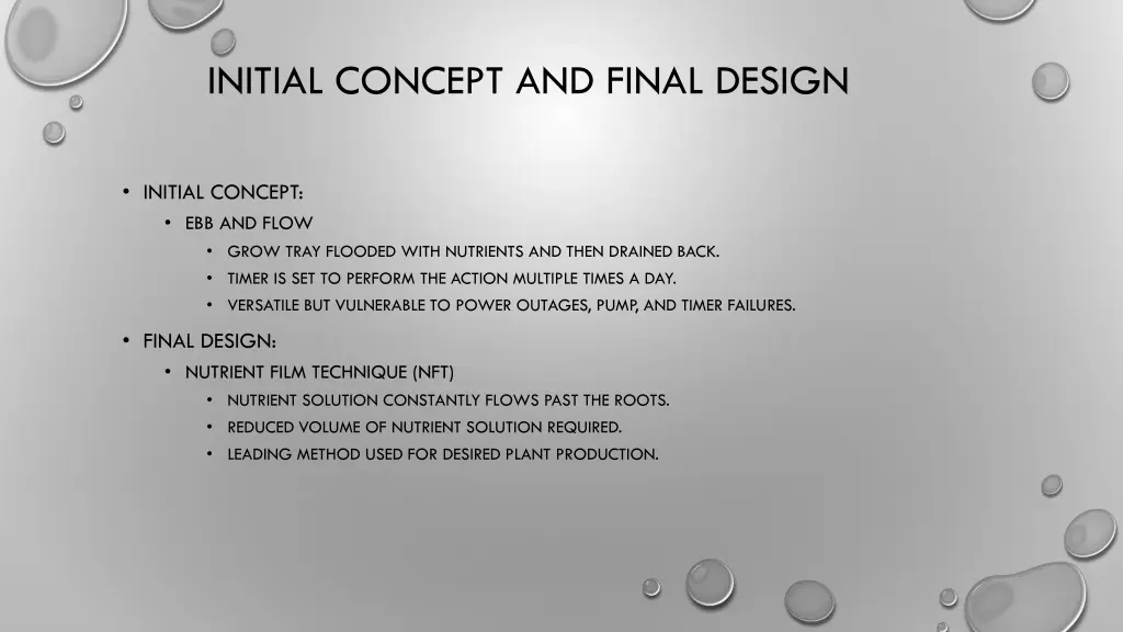 initial concept and final design