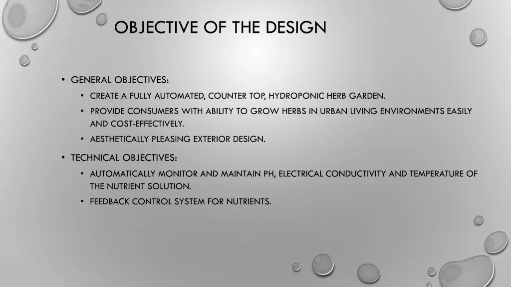 objective of the design