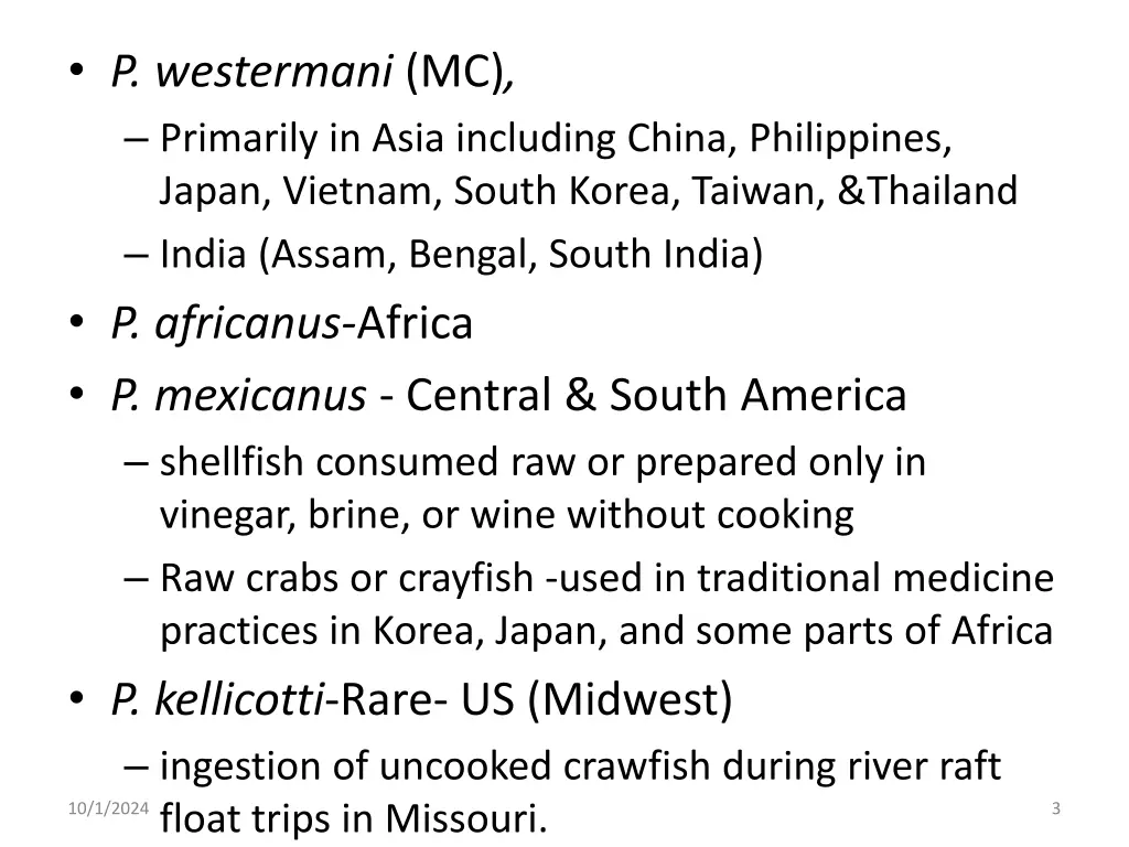 p westermani mc primarily in asia including china