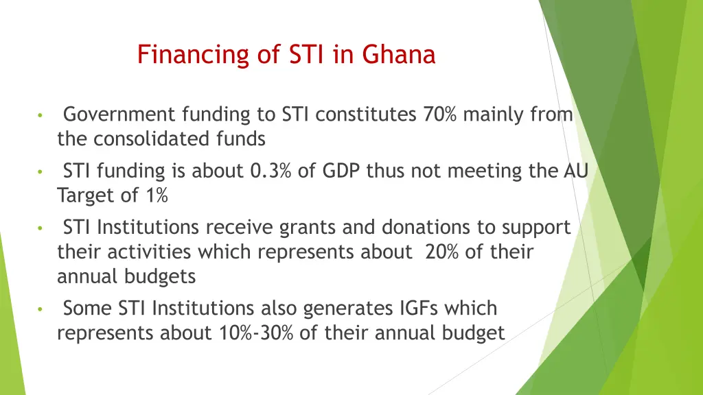 financing of sti in ghana